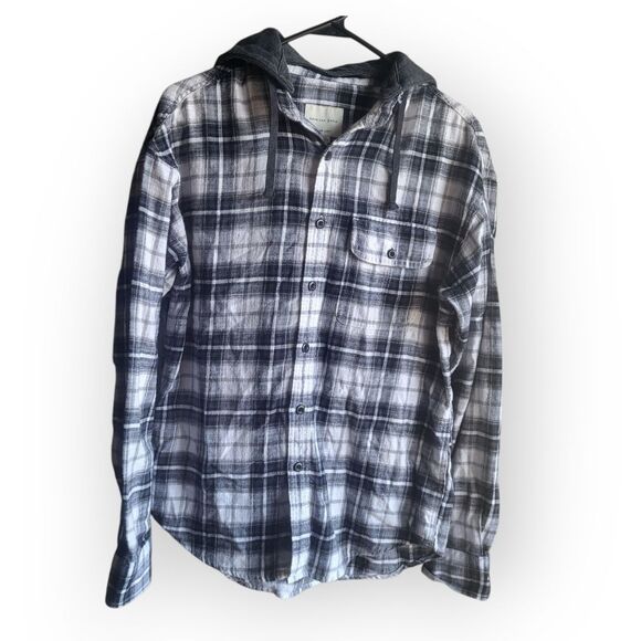 Abercrombie & Fitch Tops - Abercrombie & Fitch Mens‎ Xs Removable Hood Flannel Hoodie Flannel Fall